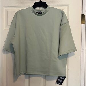 BoohooMAN Sage Green Scuba Material Oversized Shirt Size XS